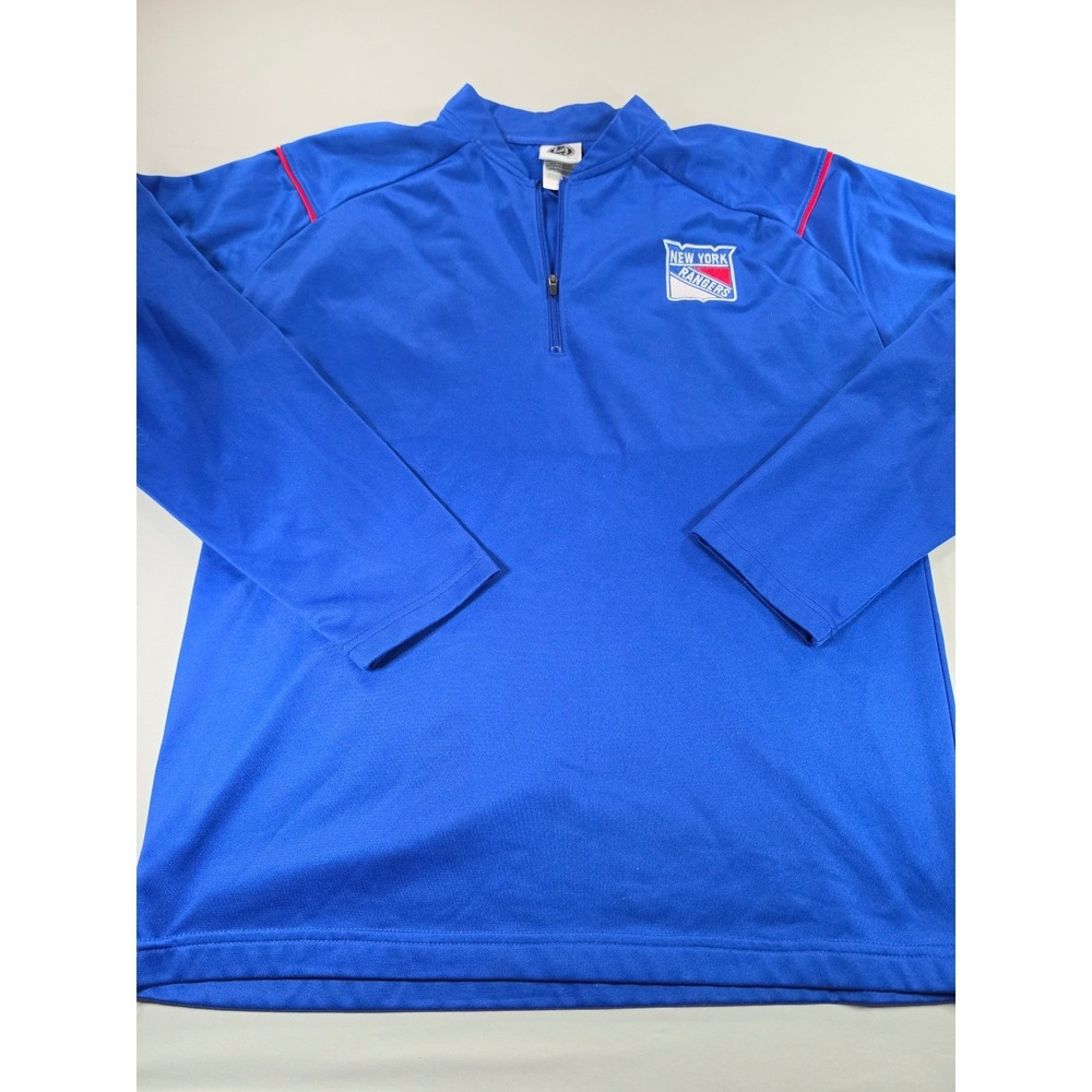 NHL New York Rangers Mens Large Royal Blue Quarter Zip Pullover Performance Top